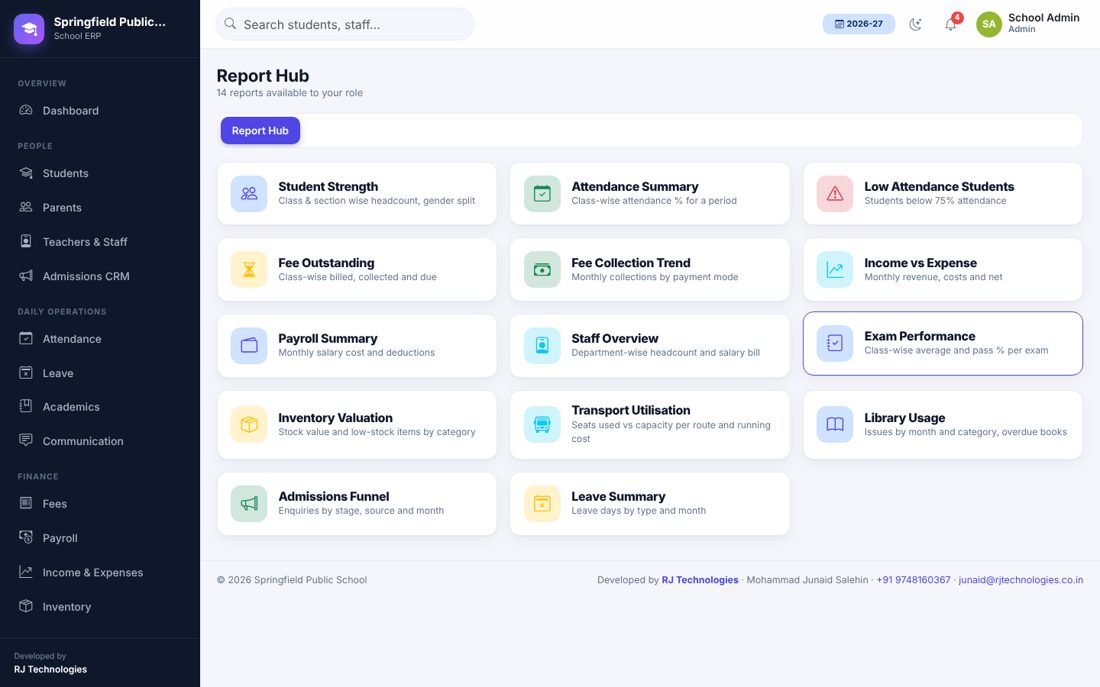 Reports centre screenshot