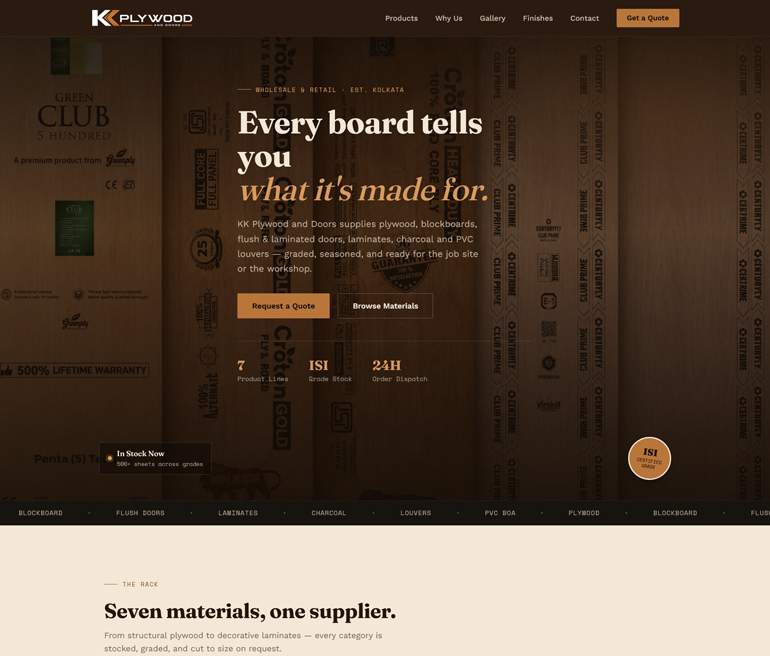KK Plywood website snapshot