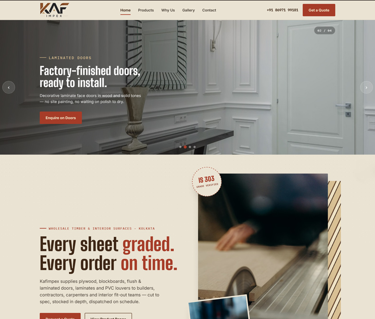 KAF Impex website snapshot