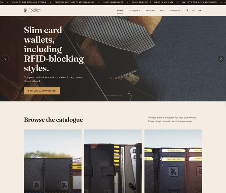 Posh Leather website snapshot