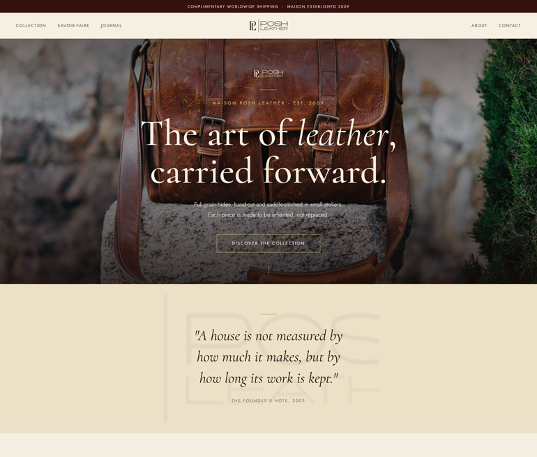 Posh International website snapshot